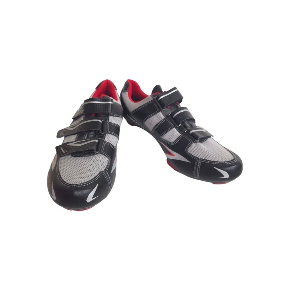 Venzo Road Cycling Shoes Mens Size 13 Black Red SPD Spin Bike Bicycle Shoes